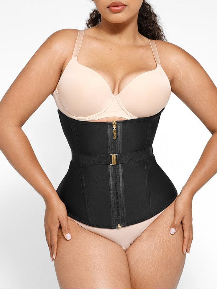 MT240028 — Ceinture gainante en latex en U avec 10 baleines et laçage en éventail