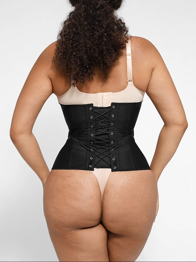 MT240028 — Ceinture gainante en latex en U avec 10 baleines et laçage en éventail