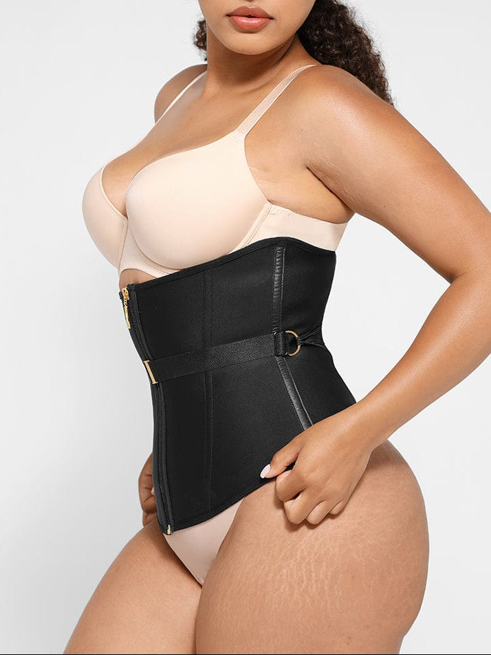 MT240028 — Ceinture gainante en latex en U avec 10 baleines et laçage en éventail