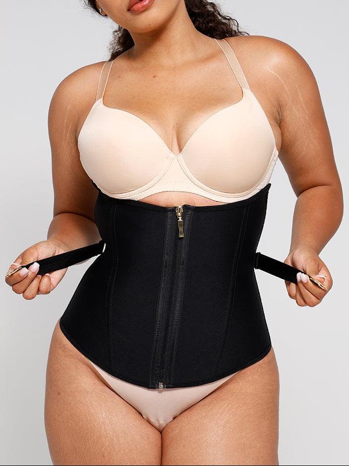 MT240028 — Ceinture gainante en latex en U avec 10 baleines et laçage en éventail