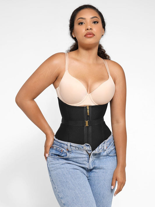 MT240028 — U-Shaped Latex Waist Trainer with 10 Steel Bones and Fan Lacing