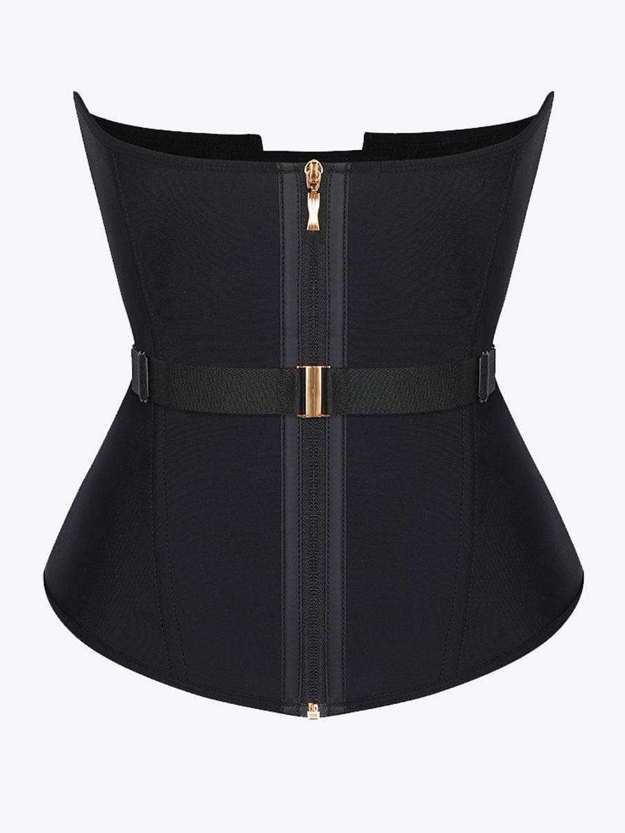 MT240028 — Ceinture gainante en latex en U avec 10 baleines et laçage en éventail