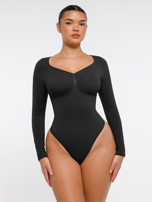 MT240067 — Seamless Long-Sleeve Shaping Thong Bodysuit
