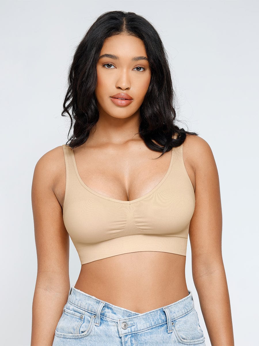 Soutien-gorge gainant à décolleté V et coussinets amovibles
