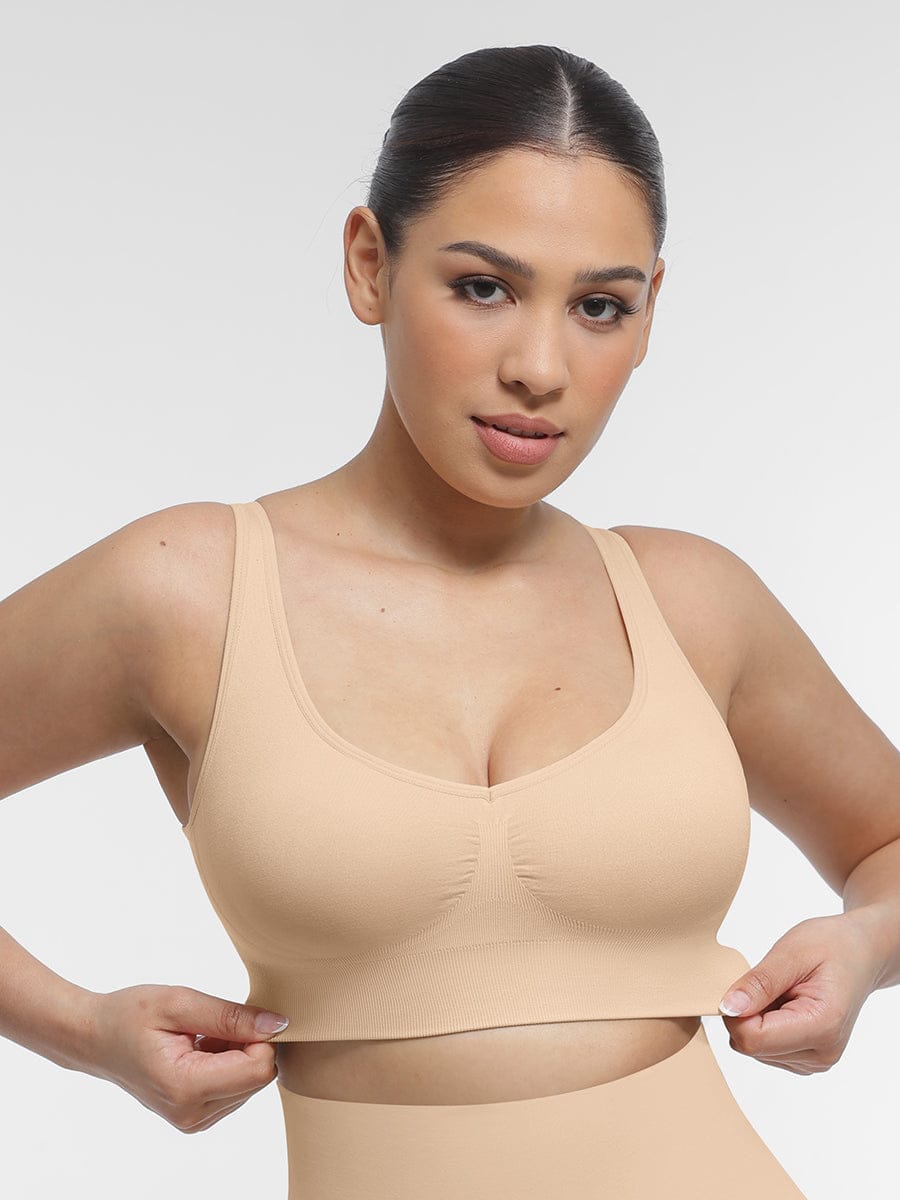 Soutien-gorge gainant à décolleté V et coussinets amovibles