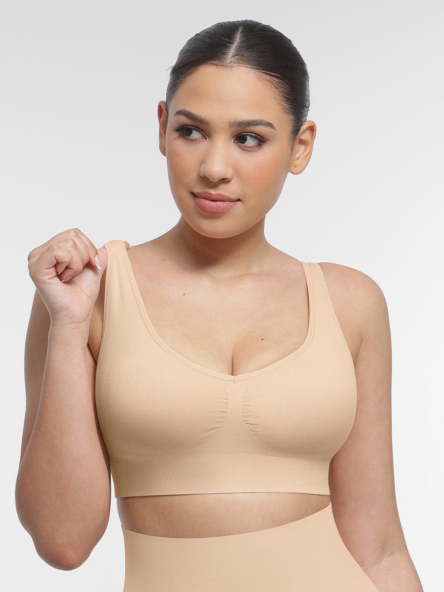 Soutien-gorge gainant à décolleté V et coussinets amovibles
