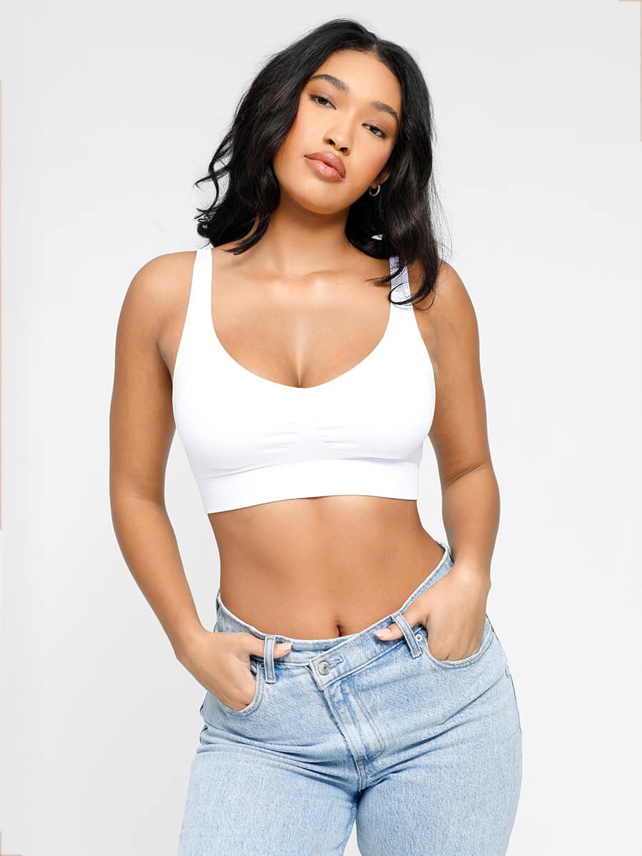 Soutien-gorge gainant à décolleté V et coussinets amovibles