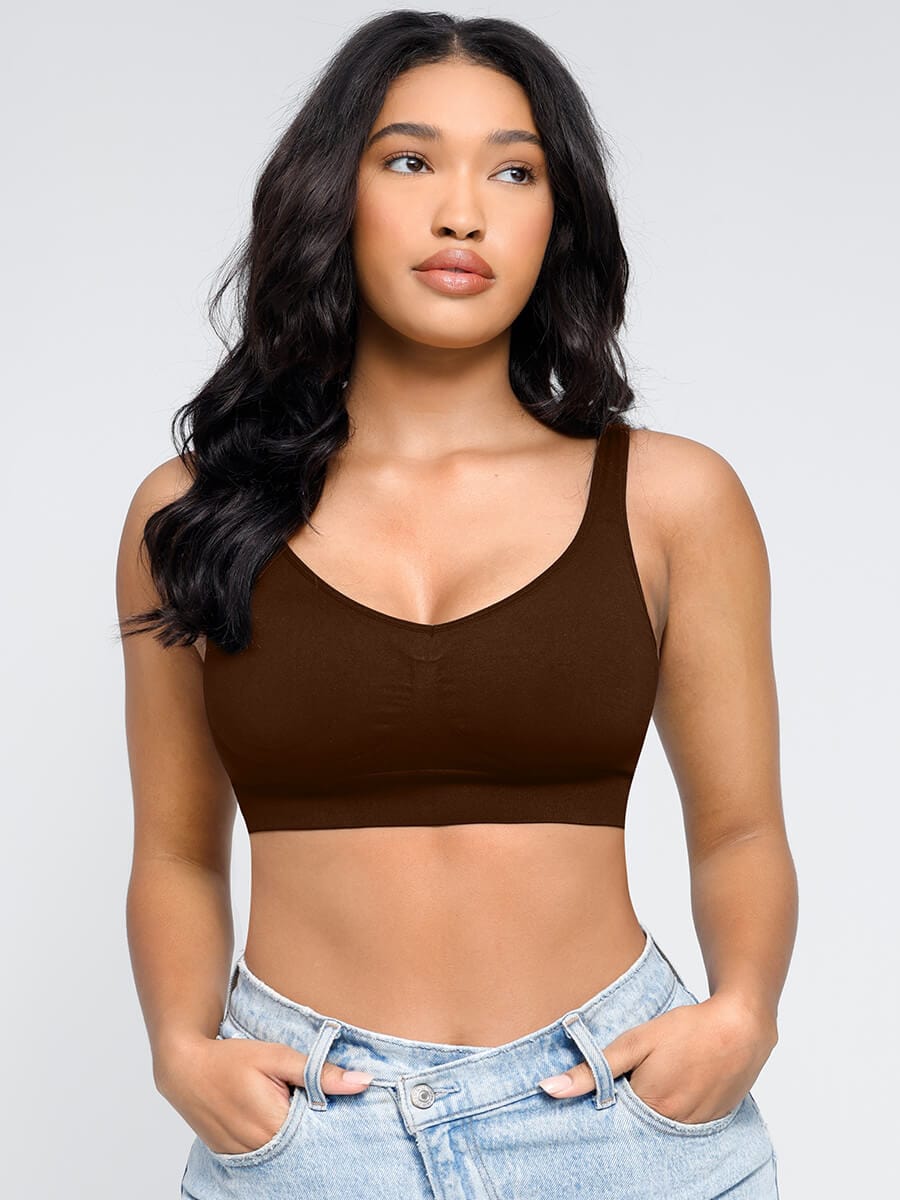 Soutien-gorge gainant à décolleté V et coussinets amovibles