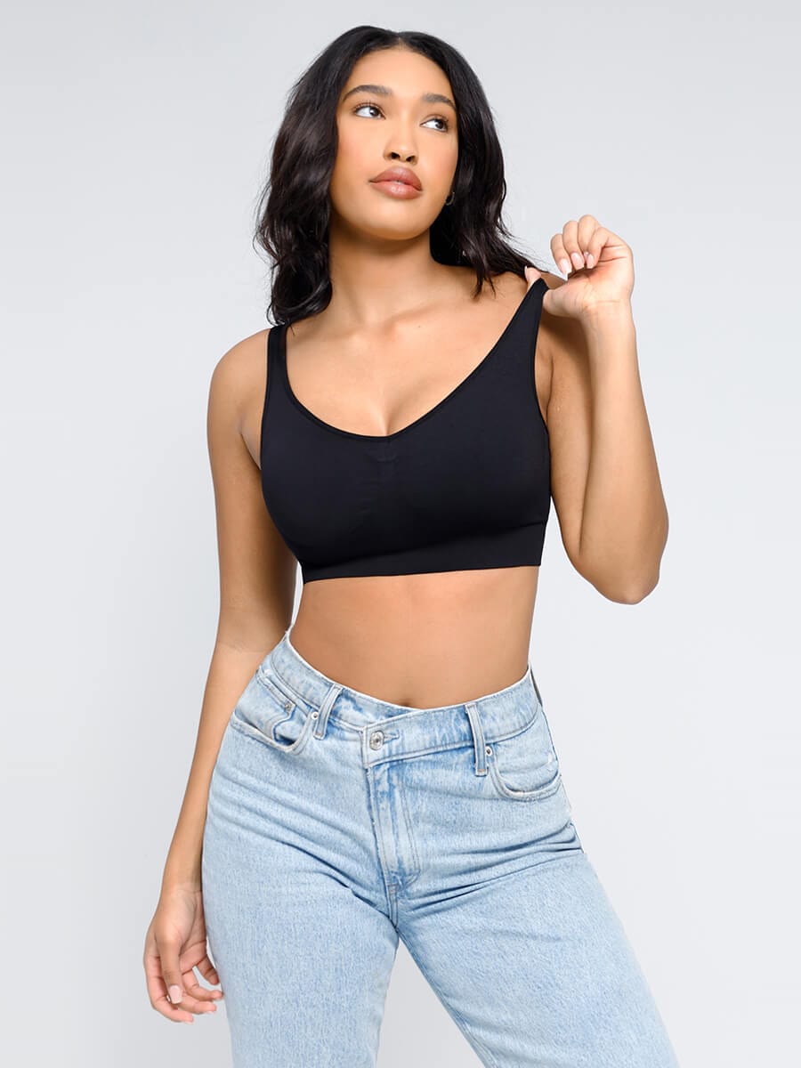 Soutien-gorge gainant à décolleté V et coussinets amovibles