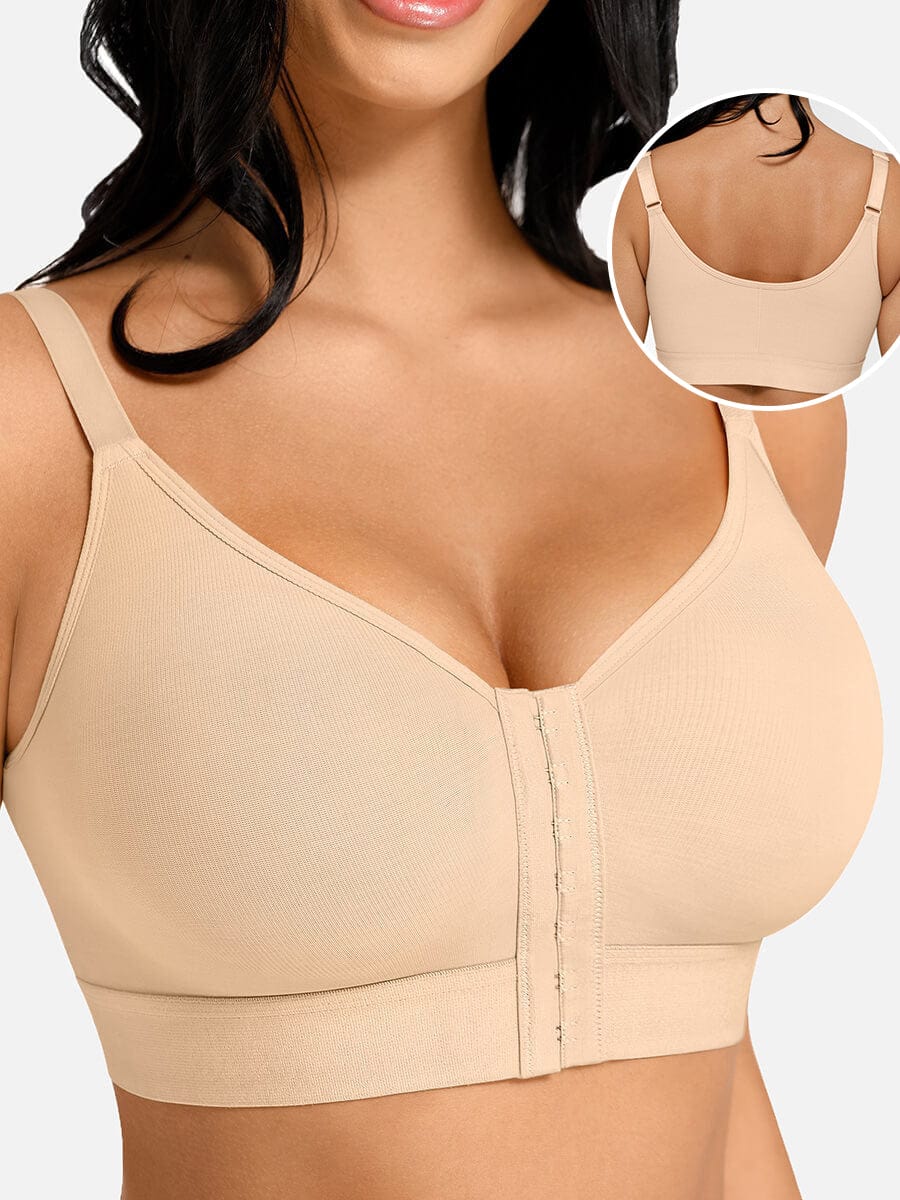 Soutien-gorge couvrant à fermeture frontale et larges bretelles