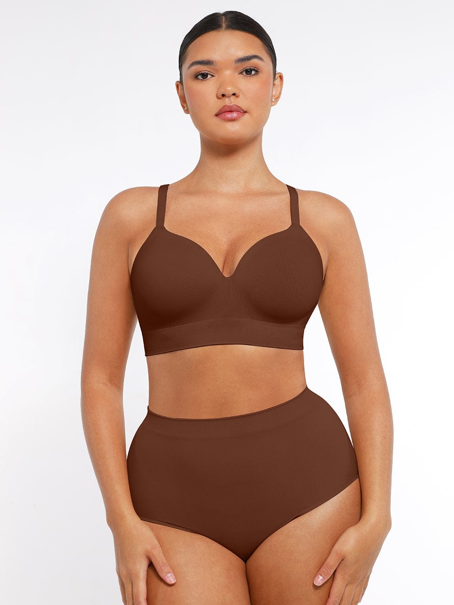 Soutien-gorge gainant sans armatures à bretelles amovibles