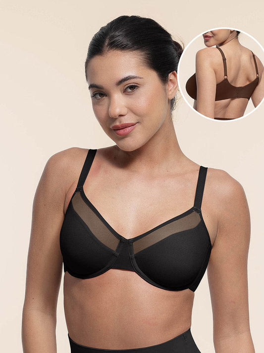 Soutien-gorge couvrant à armatures en maille extensible