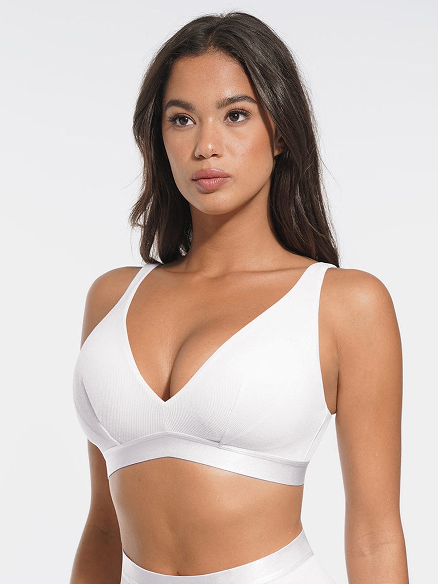 Bralette en modal côtelé à décolleté V