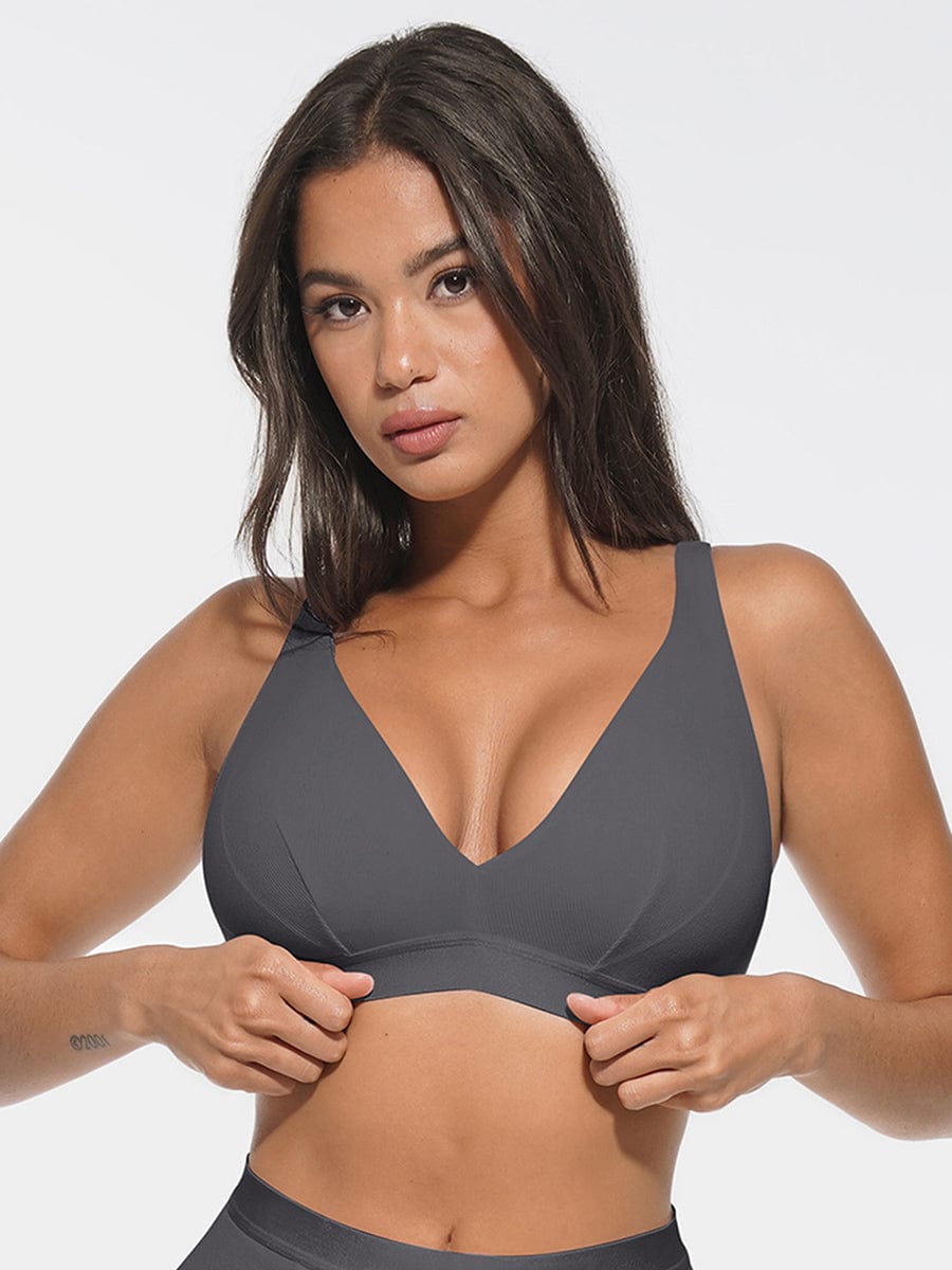 Bralette en modal côtelé à décolleté V