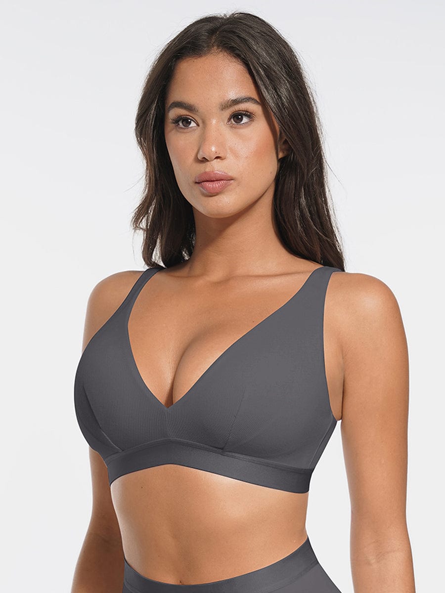 Bralette en modal côtelé à décolleté V