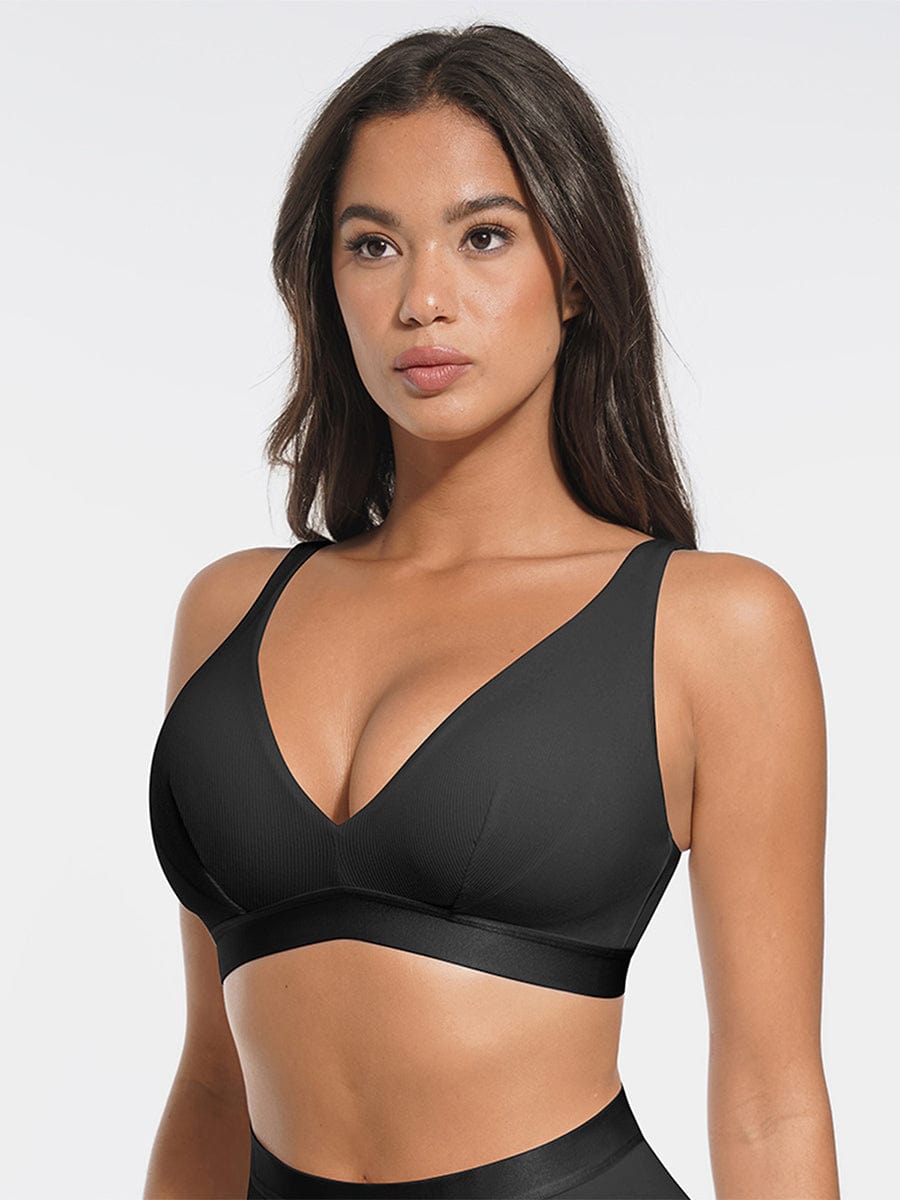 Bralette en modal côtelé à décolleté V