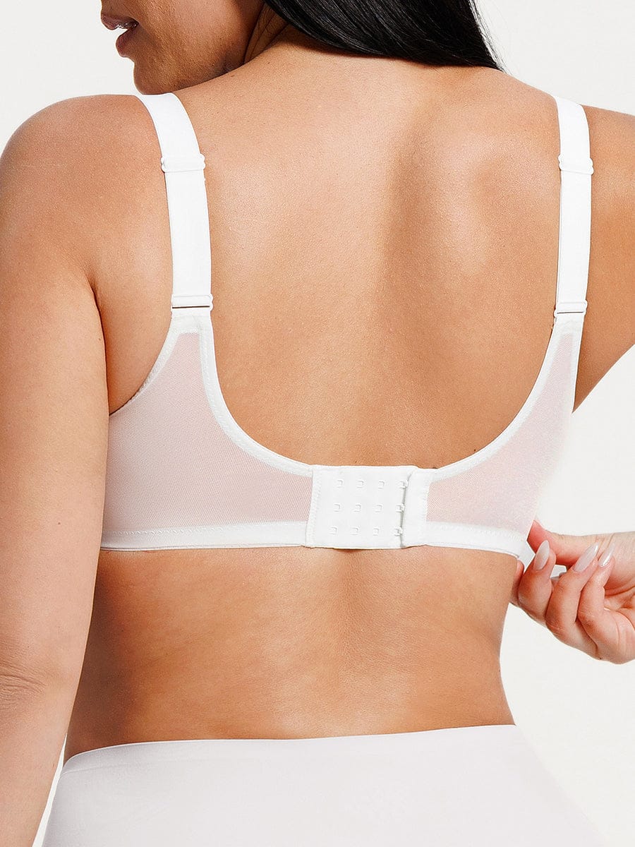 Soutien-gorge minimiseur couvrant en dentelle et maille
