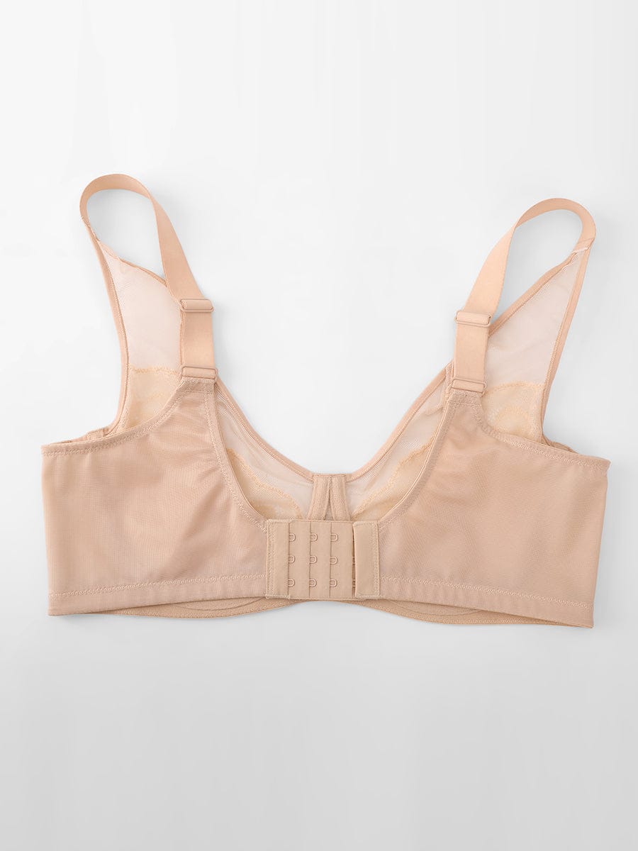 Soutien-gorge minimiseur couvrant en dentelle et maille