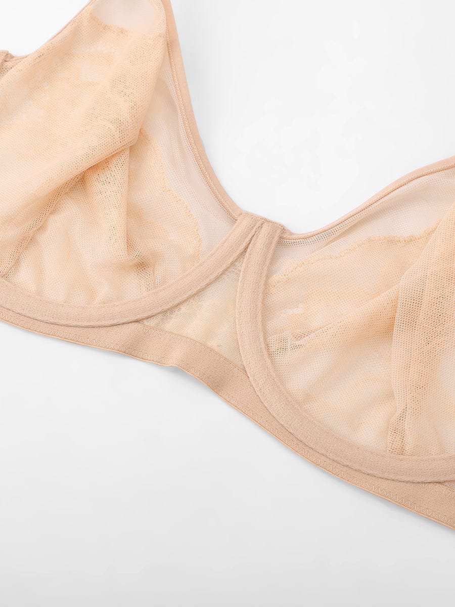 Soutien-gorge minimiseur couvrant en dentelle et maille