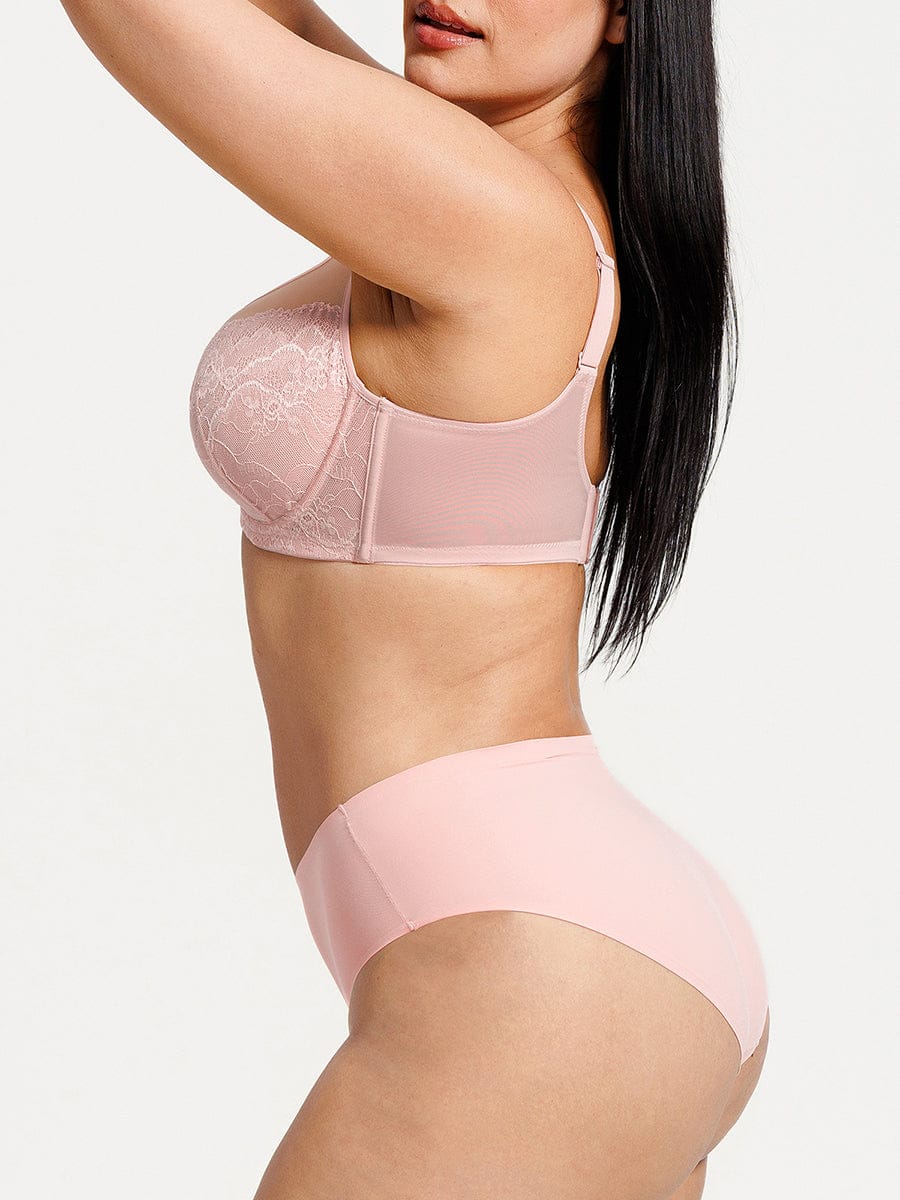 Soutien-gorge minimiseur couvrant en dentelle et maille