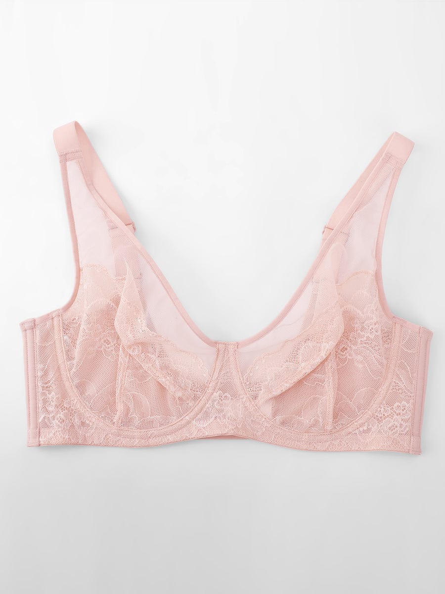 Soutien-gorge minimiseur couvrant en dentelle et maille
