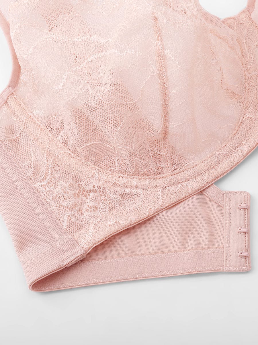 Soutien-gorge minimiseur couvrant en dentelle et maille