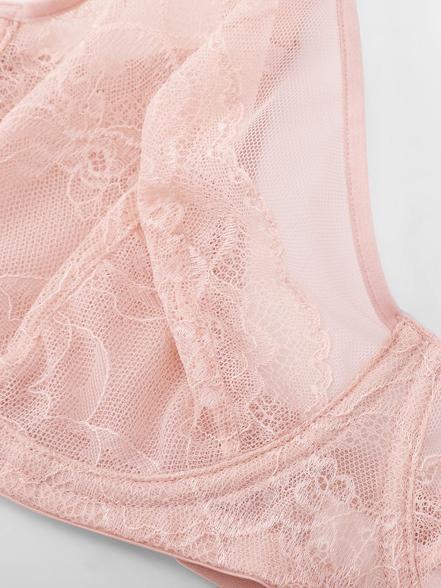Soutien-gorge minimiseur couvrant en dentelle et maille