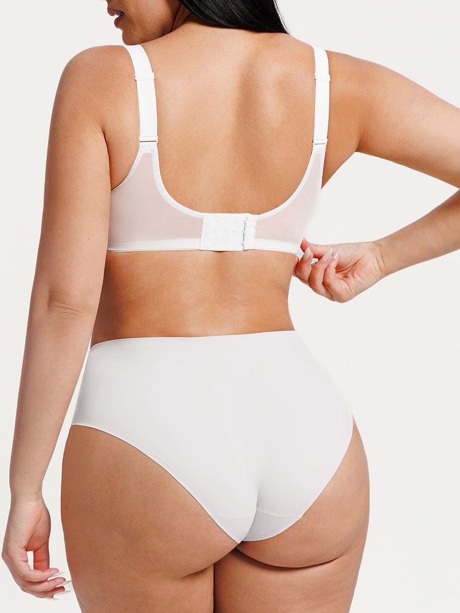 Soutien-gorge minimiseur couvrant en dentelle et maille
