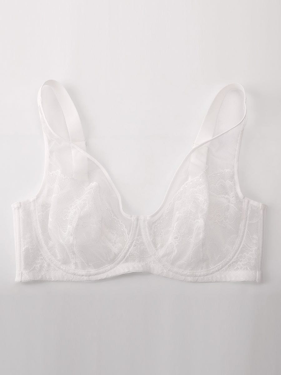 Soutien-gorge minimiseur couvrant en dentelle et maille
