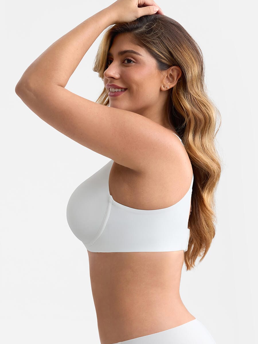 Soutien-gorge minimiseur à armatures et décolleté en maille