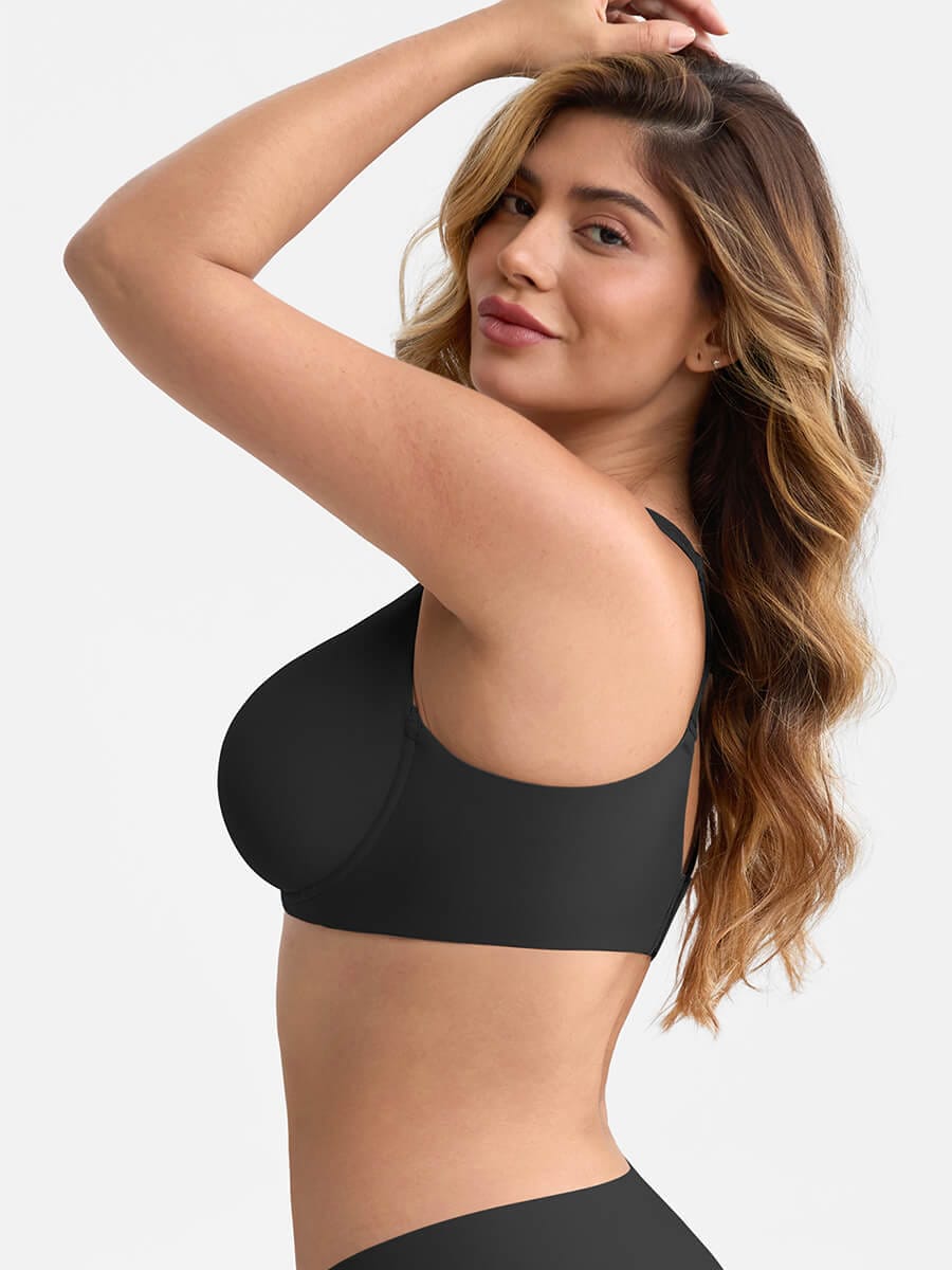 Soutien-gorge minimiseur à armatures et décolleté en maille