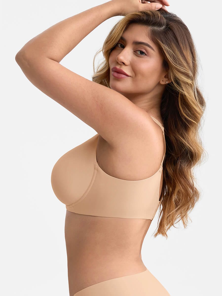 Soutien-gorge minimiseur à armatures et décolleté en maille