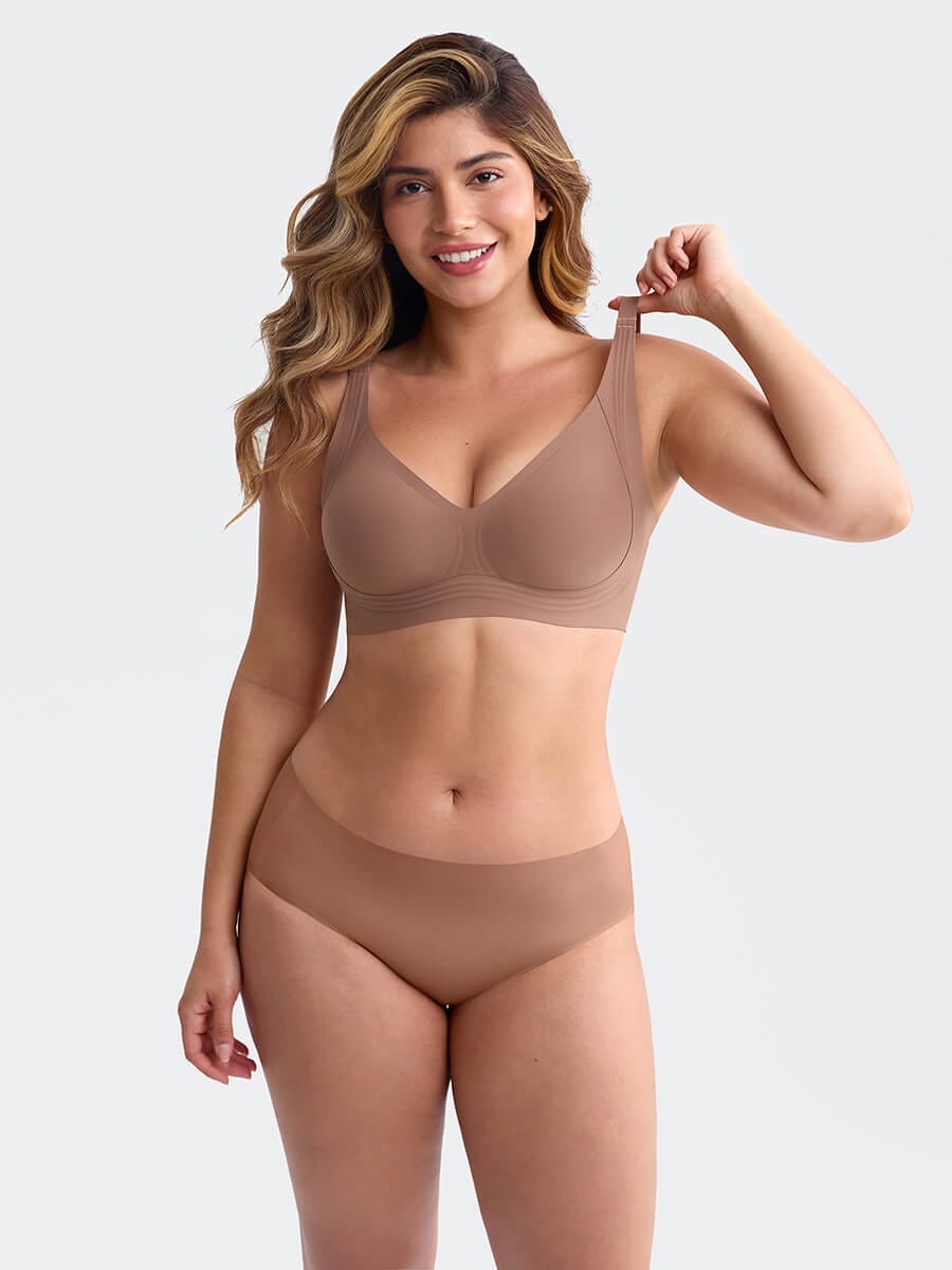 Soutien-gorge plongeant sans armatures à maintien gel