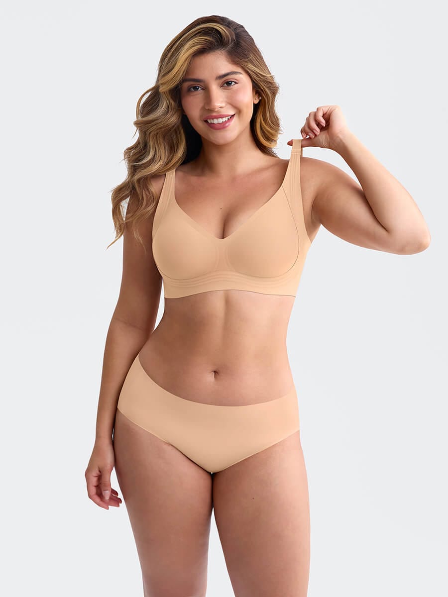 Soutien-gorge plongeant sans armatures à maintien gel