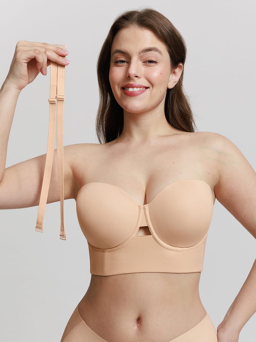 Strapless Underwire Demi Bra with Wide Back