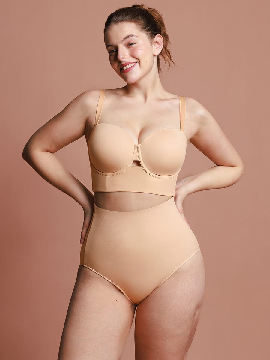 Strapless Underwire Demi Bra with Wide Back
