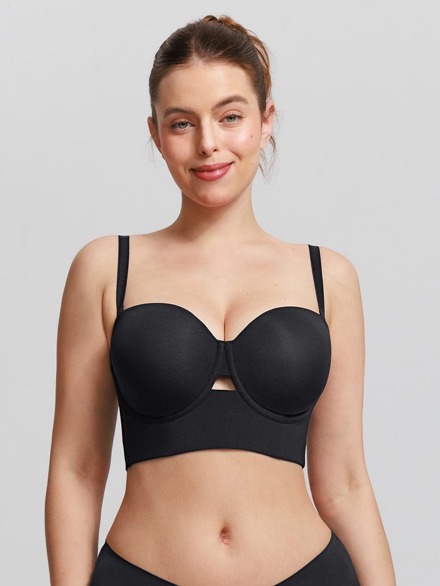Strapless Underwire Demi Bra with Wide Back