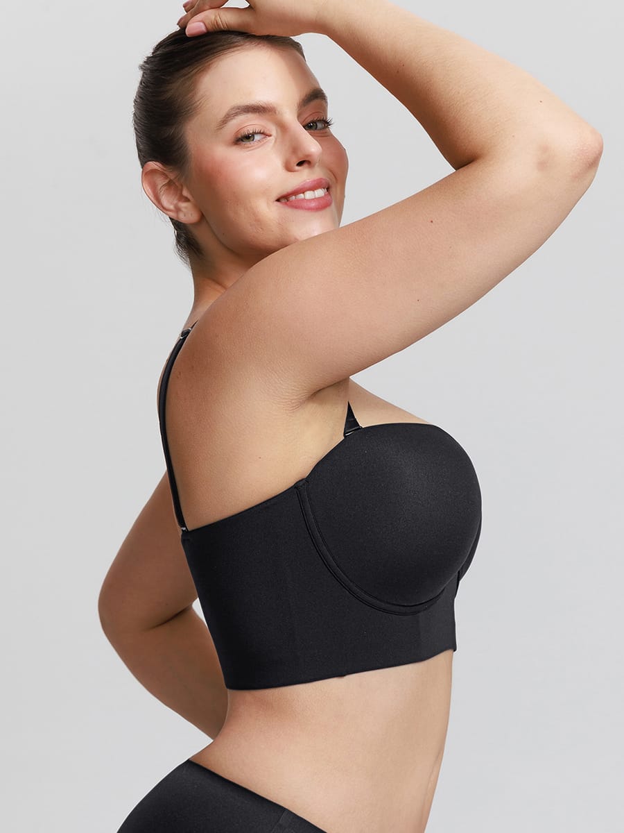 Strapless Underwire Demi Bra with Wide Back