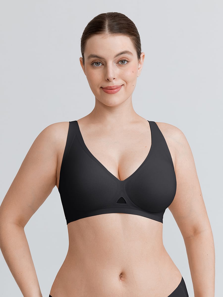 Soutien-gorge sans armatures à découpe centrale et maintien gel