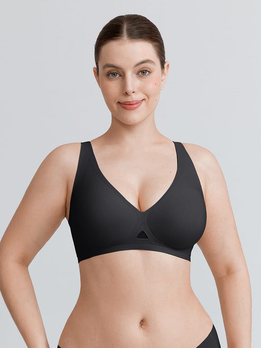 Soutien-gorge sans armatures à découpe centrale et maintien gel