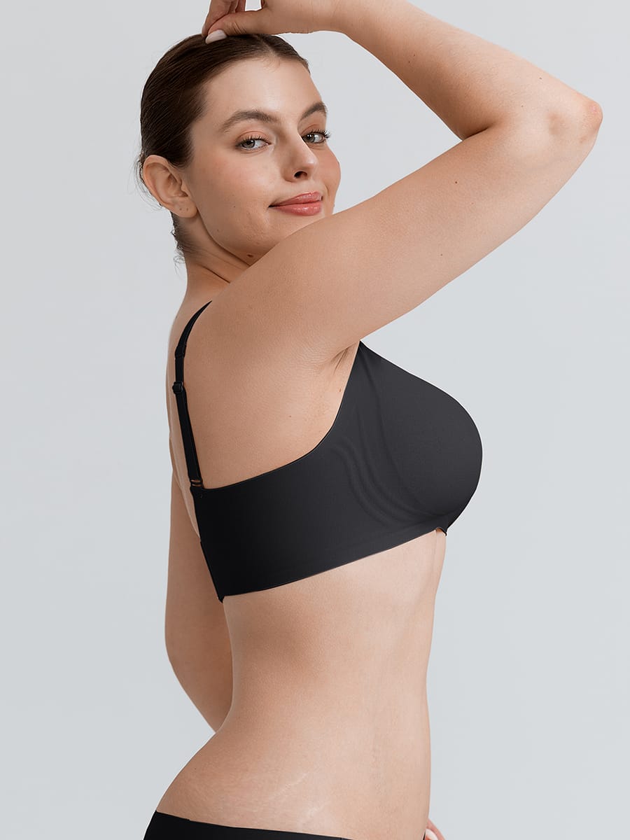 Soutien-gorge sans armatures à découpe centrale et maintien gel