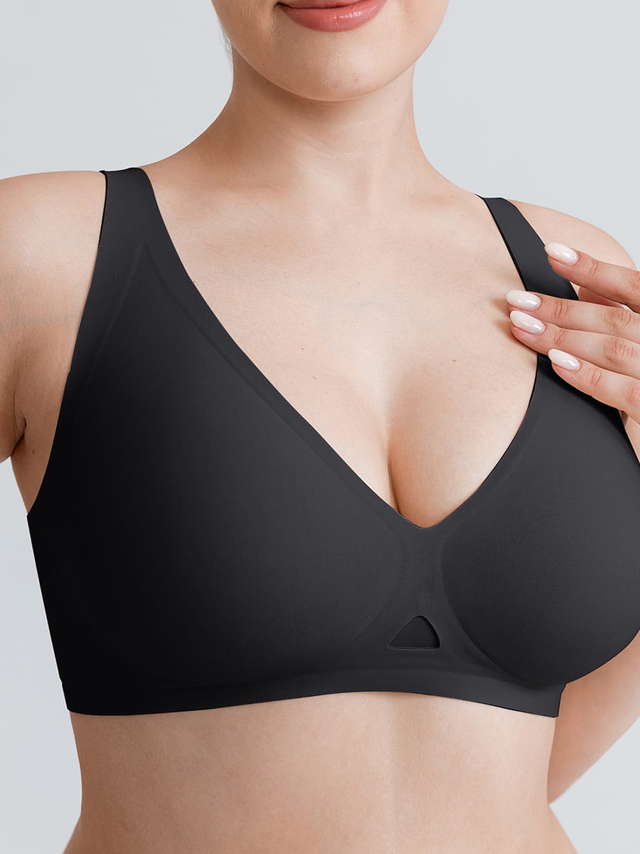 Soutien-gorge sans armatures à découpe centrale et maintien gel