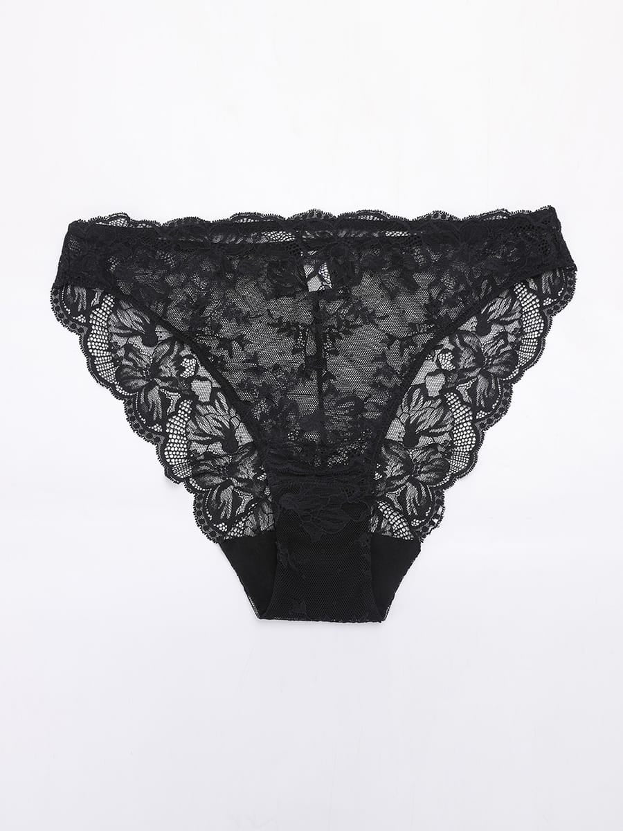Low-Rise Floral Lace Briefs
