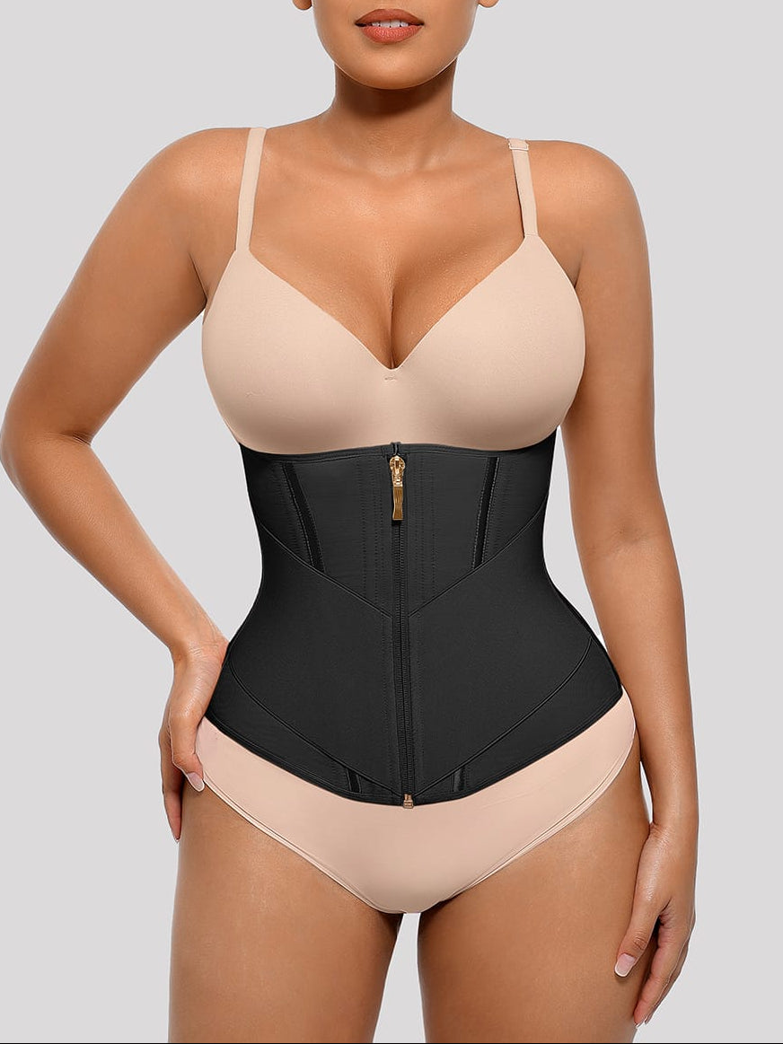 Front-Zip Waist Trainer Vest with 11 Boning Strips