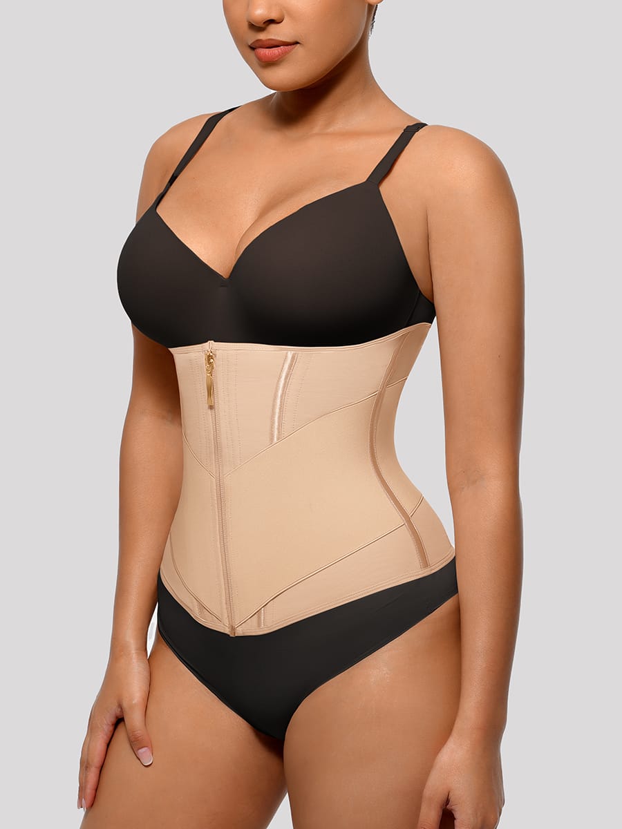 Front-Zip Waist Trainer Vest with 11 Boning Strips