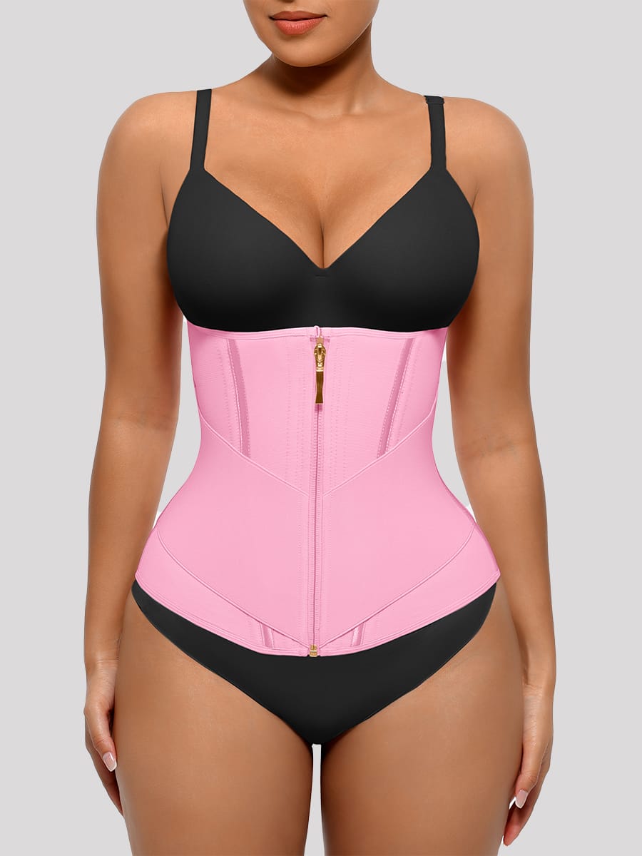 Front-Zip Waist Trainer Vest with 11 Boning Strips