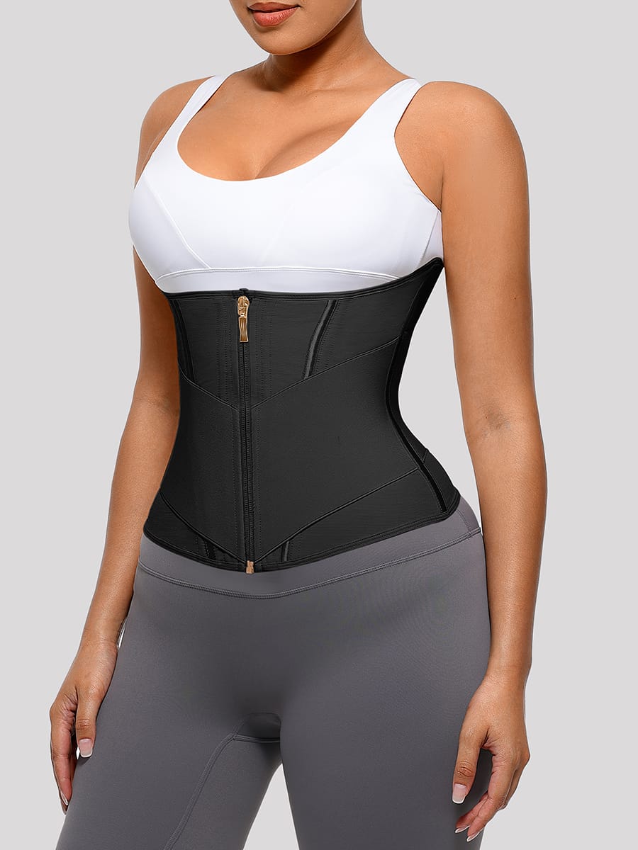 Front-Zip Waist Trainer Vest with 11 Boning Strips