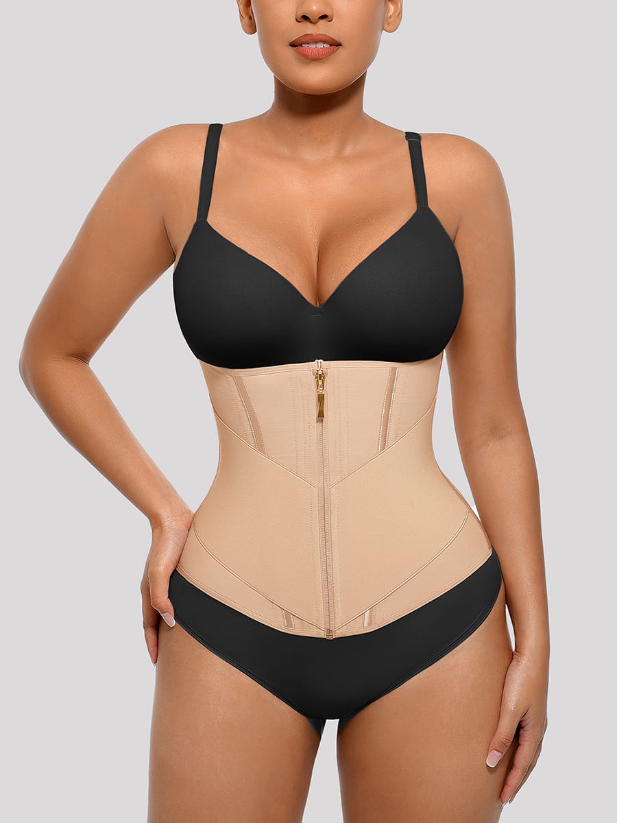 Front-Zip Waist Trainer Vest with 11 Boning Strips
