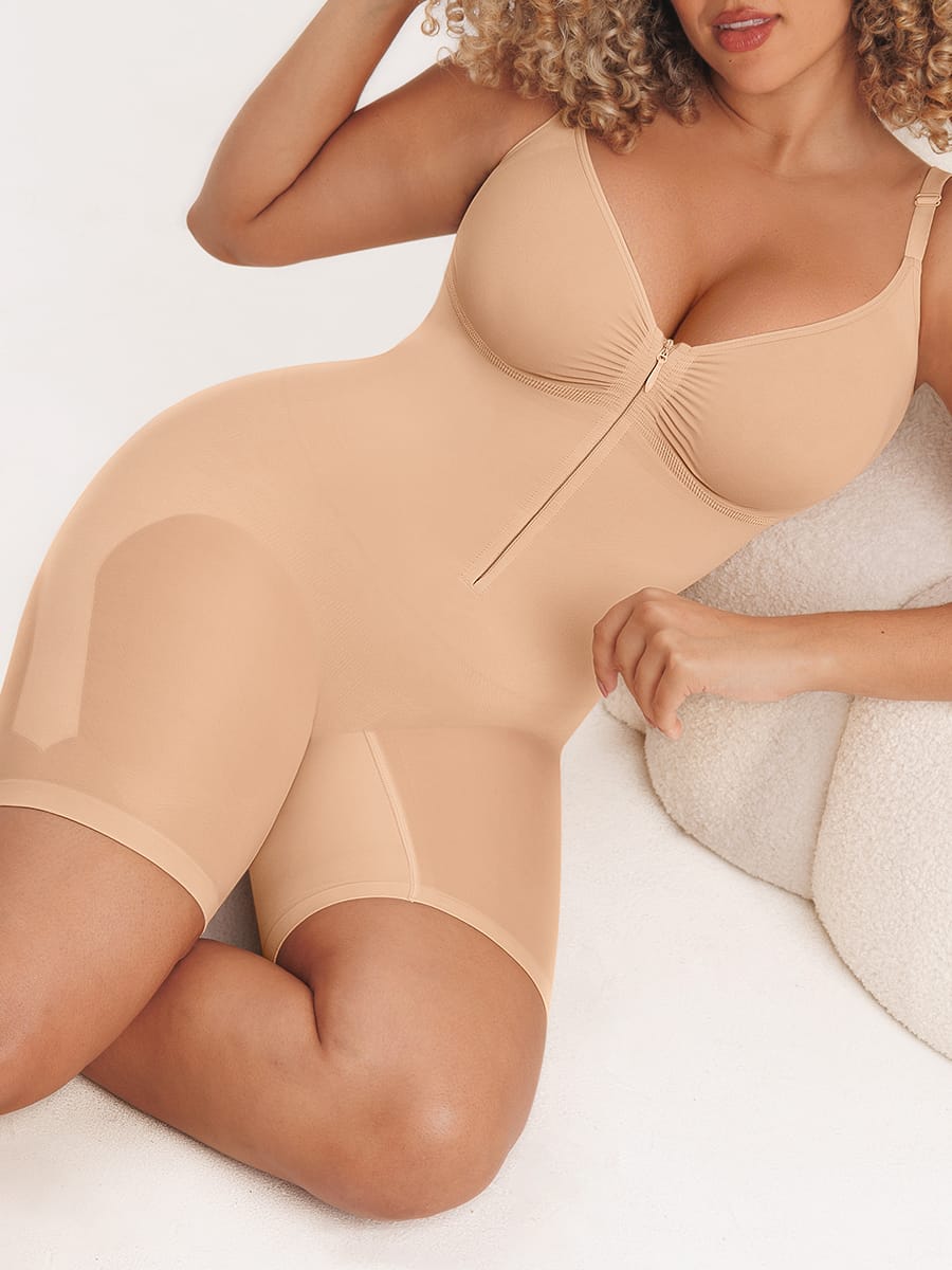 Invisible-Zip Seamless Shaping Bodysuit