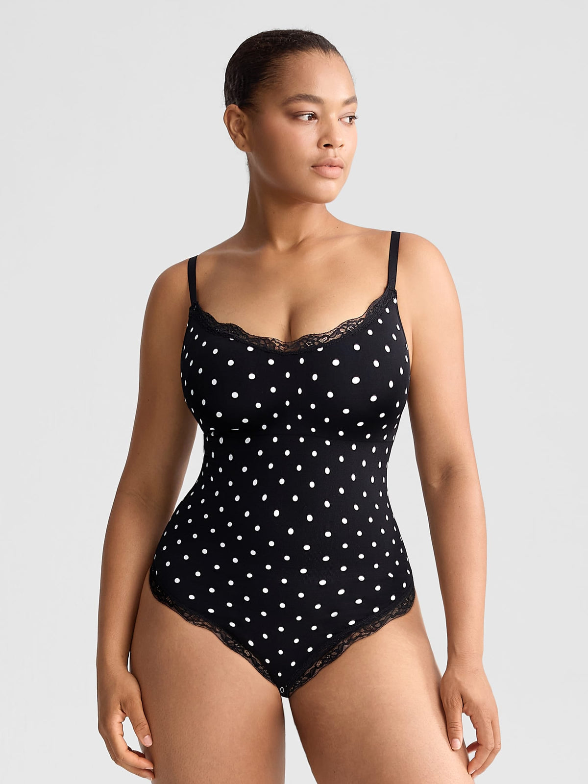 Seamless Lace Cami Thong Shaping Bodysuit